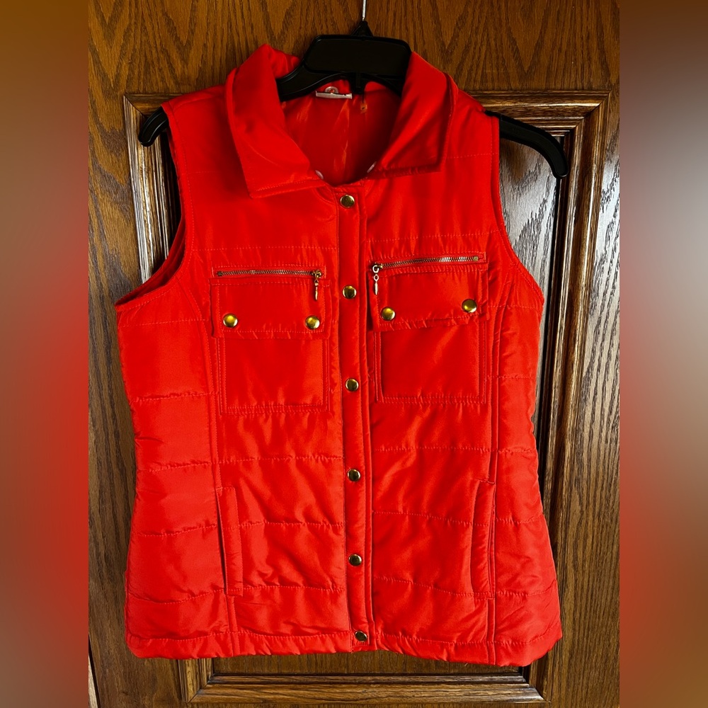 Women's Orange with gold accents Quilted Vest